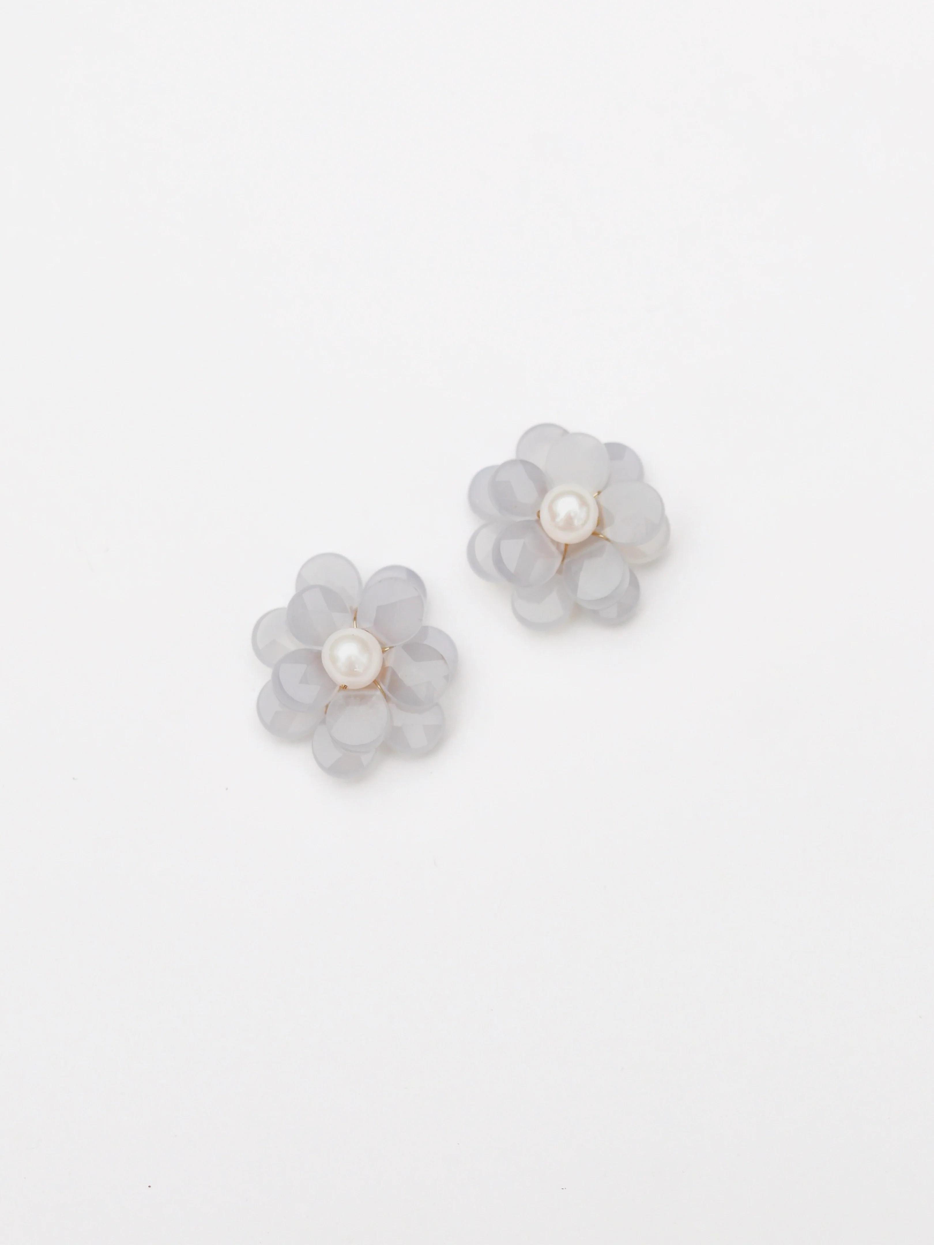 Soft Blue Pearl Flower Stud | Vivian Drew