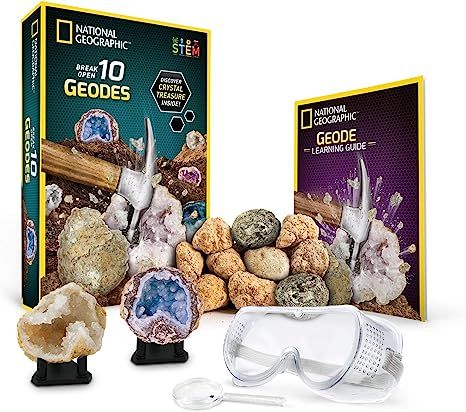 NATIONAL GEOGRAPHIC Break Open 10 Premium Geodes – Includes Goggles, Detailed Learning Guide & ... | Amazon (US)