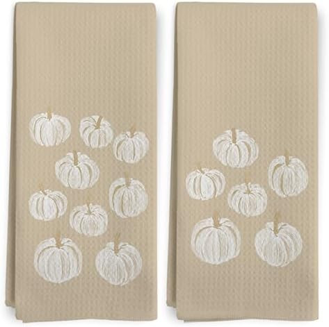 Fall Kitchen Towels Set of 2, Pumpkin Thanksgiving Boho Neutral Beige White Decor Dish Tea Towels... | Amazon (US)