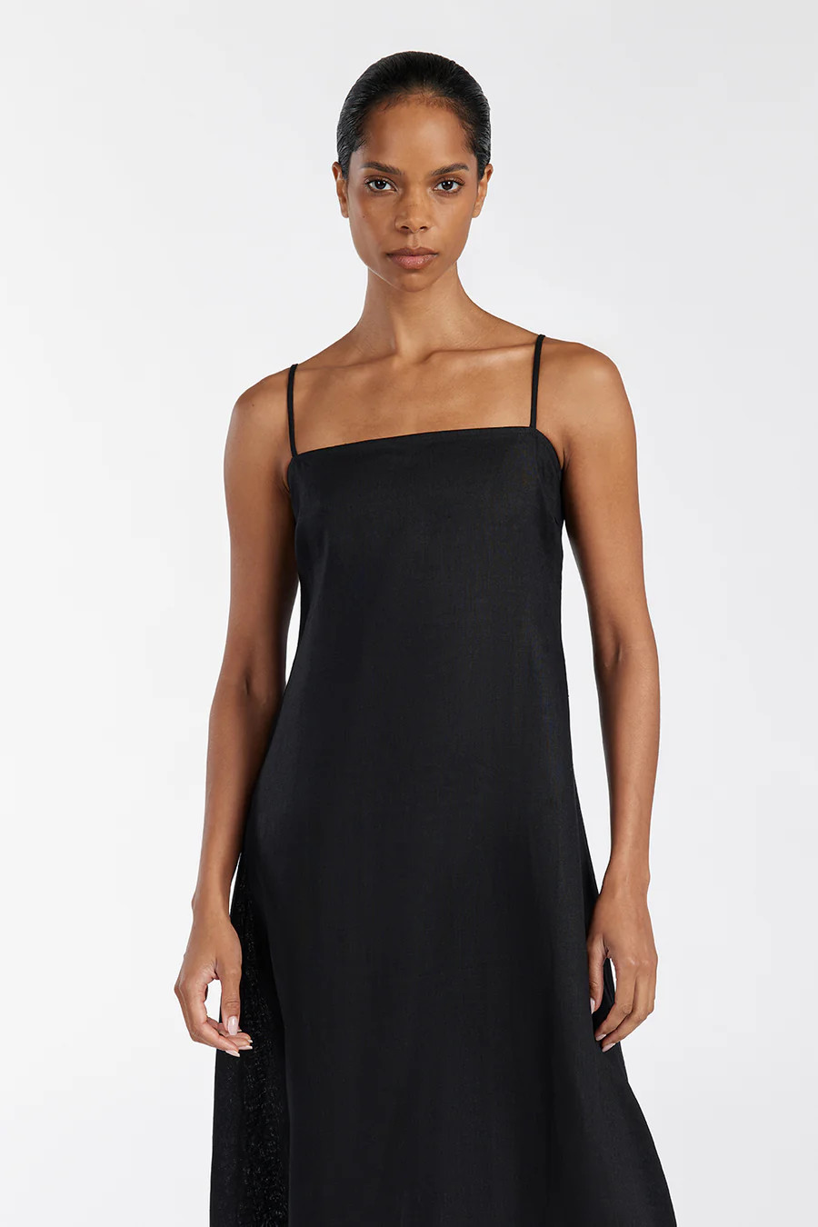 JEM BLACK LINEN MAXI DRESS | DISSH