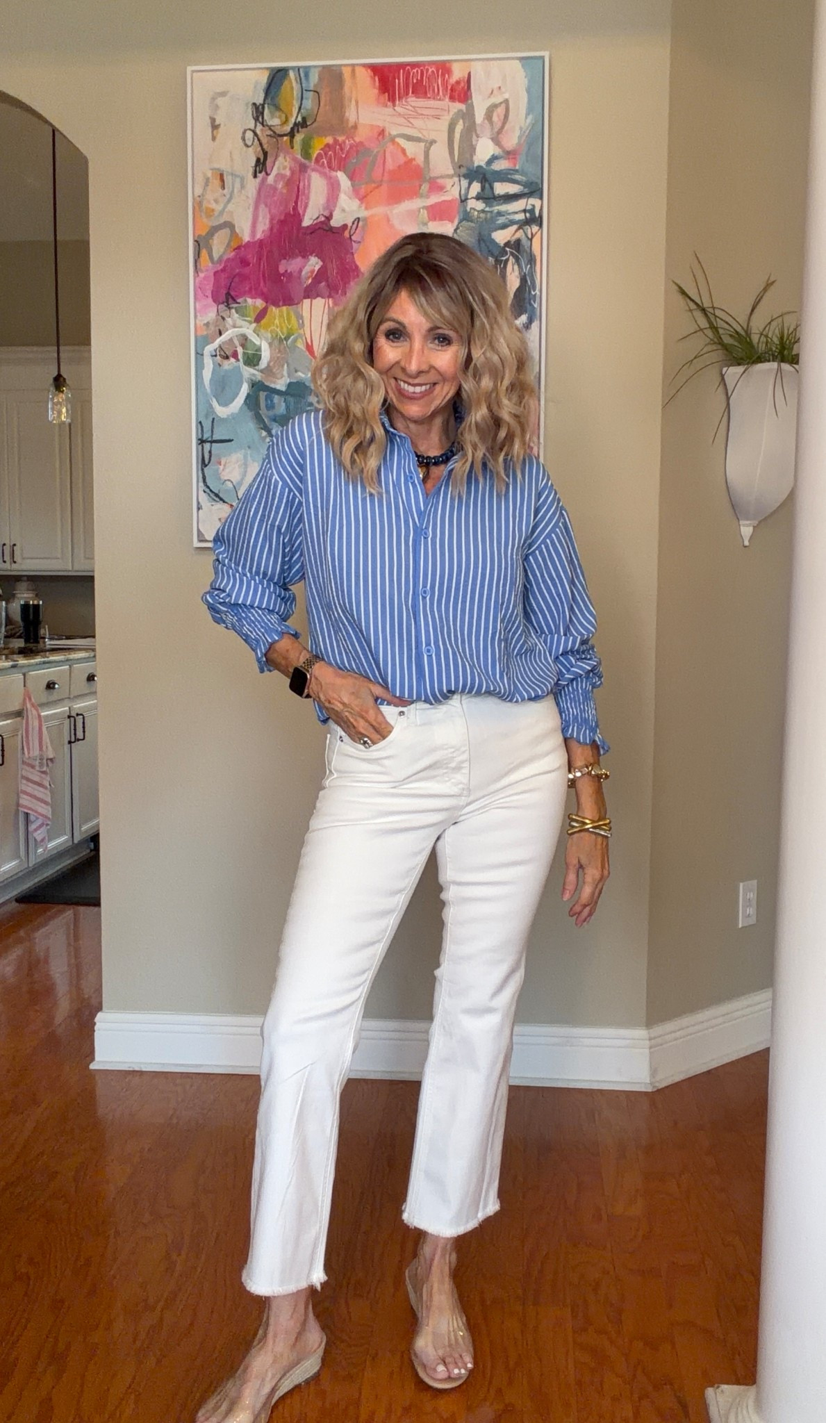 White denim that’s not see through and affordable? Yes please! 
Blouse is on sale too!

#LTKootd #LTKOver40 #LTKSaleAlert