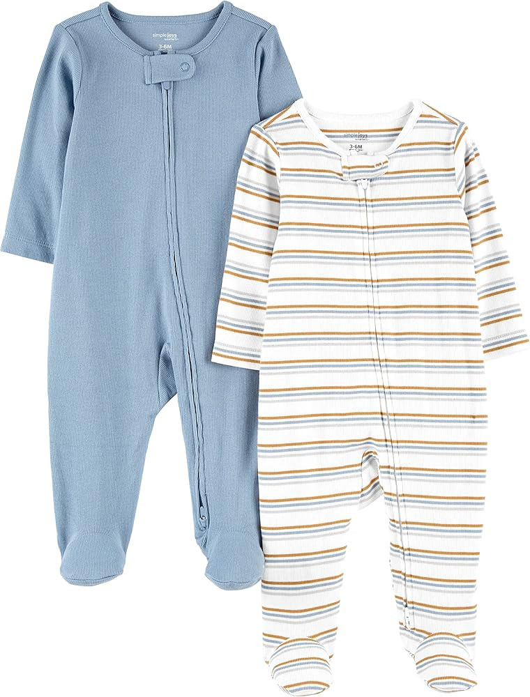 Simple Joys by Carter's Unisex Baby 2-Pack 2-Way Zip Textured Sleep and Play | Amazon (US)