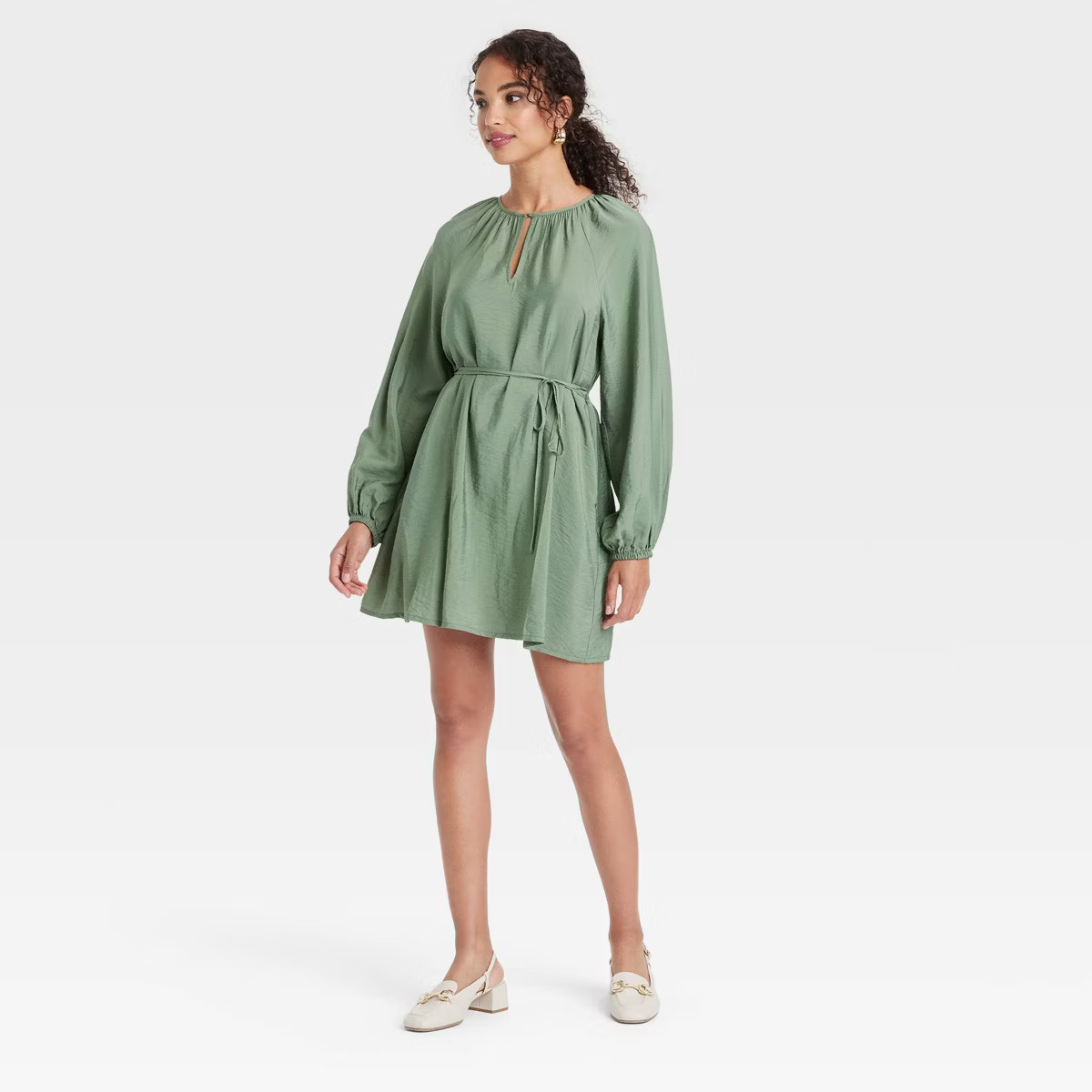 Women's Ballon Long Sleeve Belted Mini Dress - A New Day™ | Target