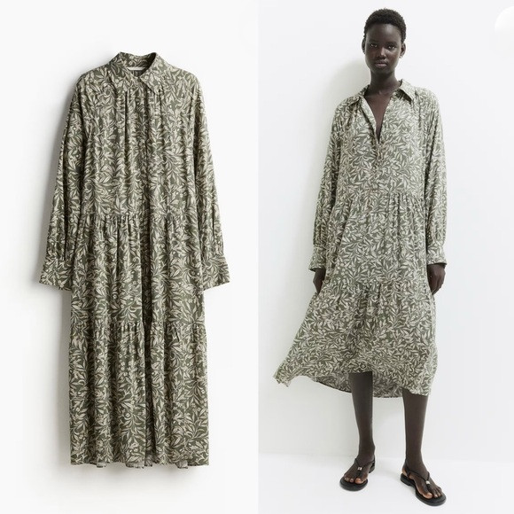 Khaki Green Floral Dress (S) | Poshmark