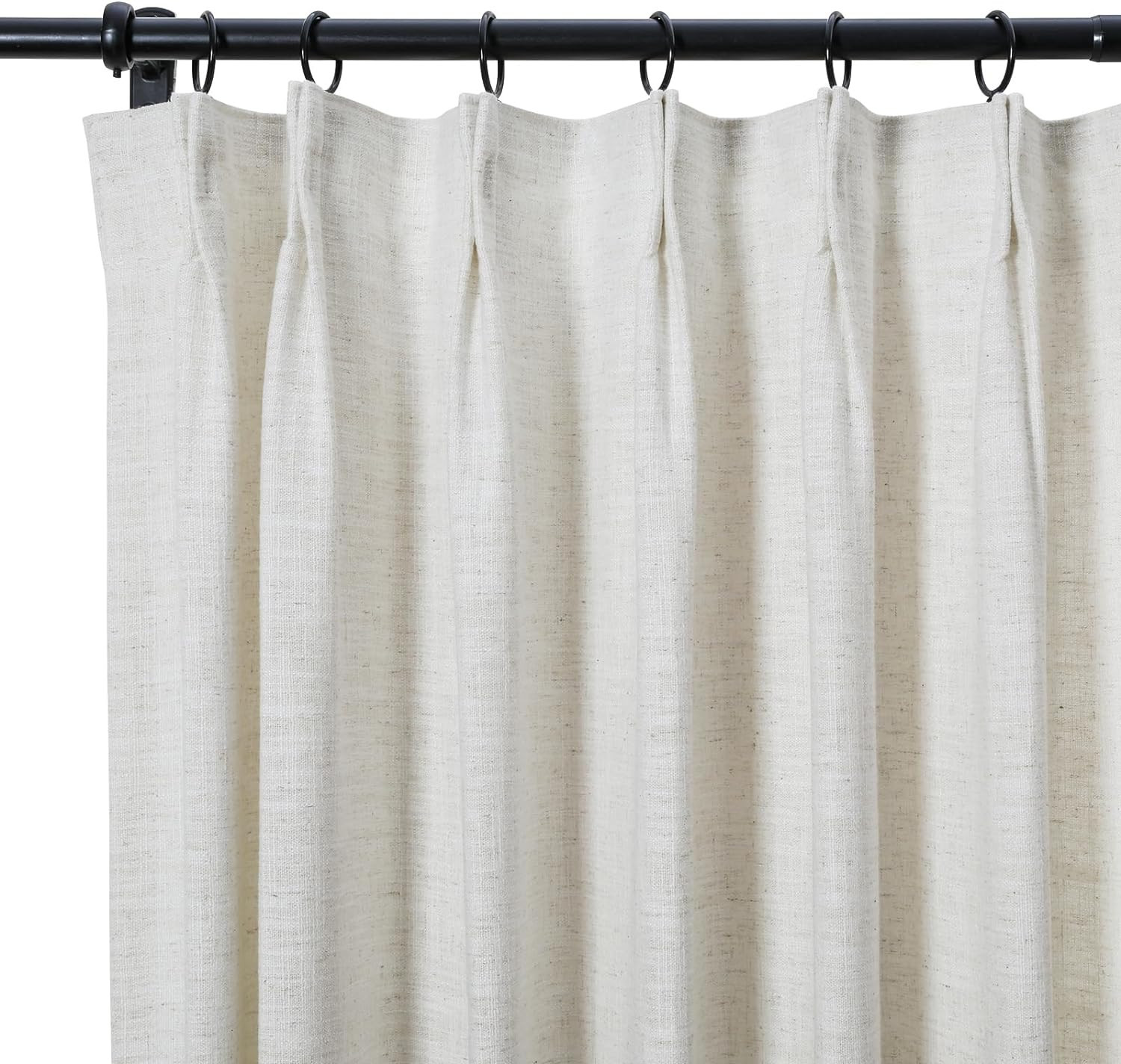 TWOPAGES Ivory White Linen Pinch Pleated Drape for Apartment, Room Darkening Light Filtering Doub... | Amazon (US)