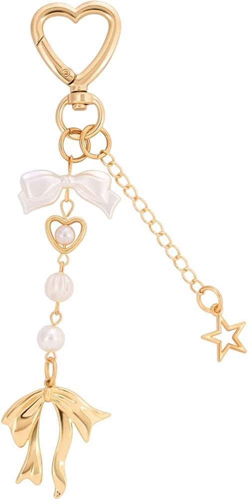 Cute Bow Keychain Elegant Bow Bag Charm Heart Keychain for Women Keys Bag Purse Decor Friend Sist... | Amazon (US)