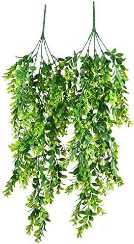 2 Pack Artificial Hanging Boxwood Greenery Garland,Fake Ivy Greenery Garland Vine Garland, 30Inch... | Amazon (US)
