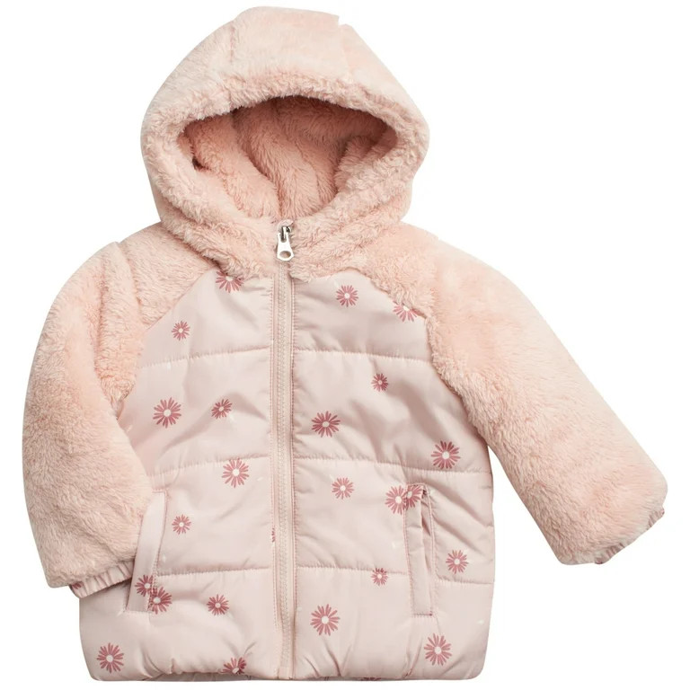 Jessica Simpson Baby Toddler Girls' Winter Jacket - Quilted Inner Fleece Sherpa Lined Hooded Park... | Walmart (US)