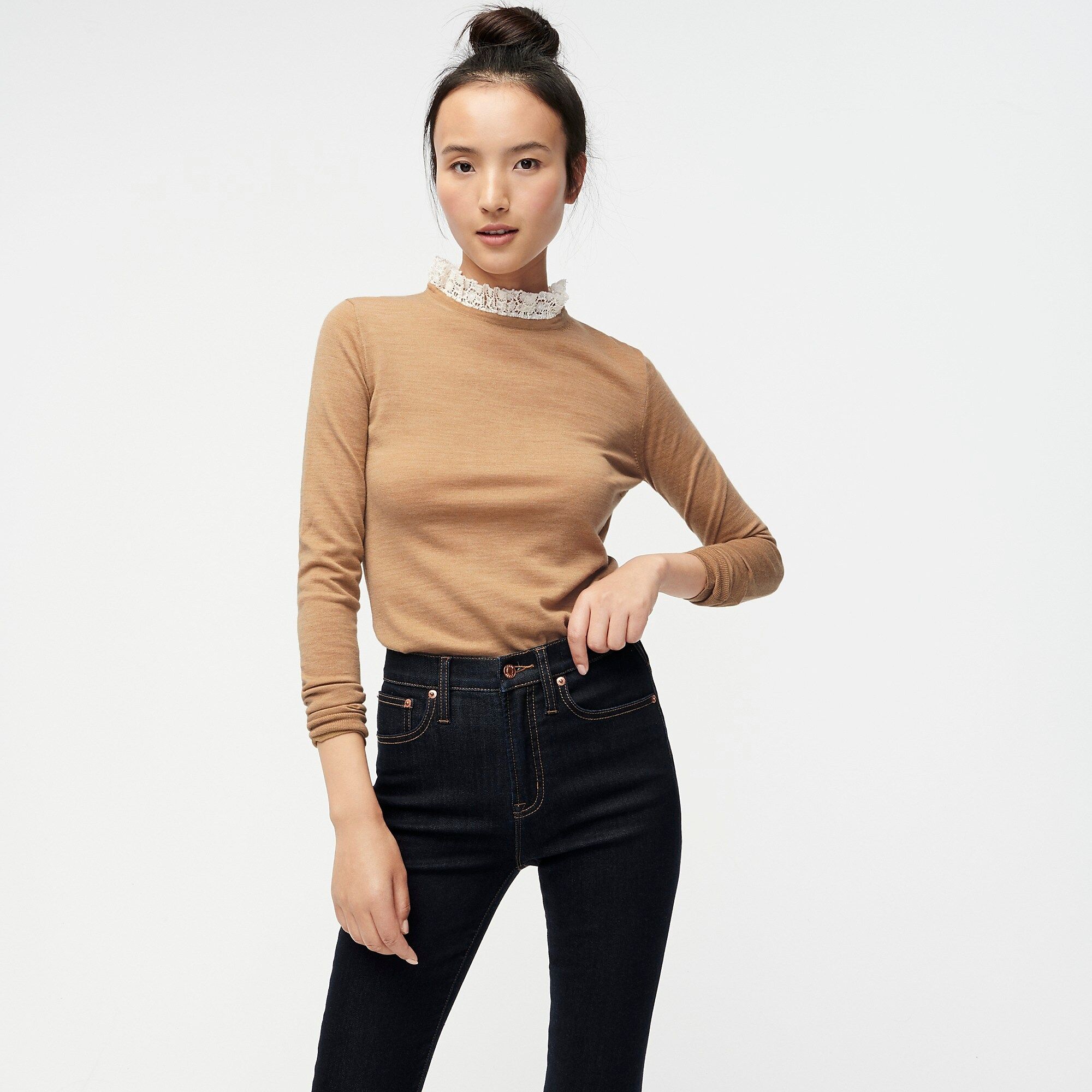 Tippi sweater with lace collar detail | J.Crew US