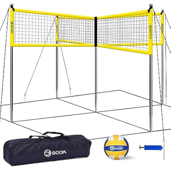CROSSNET 4-Way Volleyball Net with Carrying Backpack & Ball - 4 Square Volleyball Game Set for Ad... | Amazon (US)