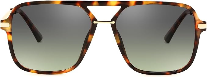 FEISEDY Retro Square Aviator Sunglasses for Women & Men, Polarized Lens, Classic Double Bridge Fr... | Amazon (US)