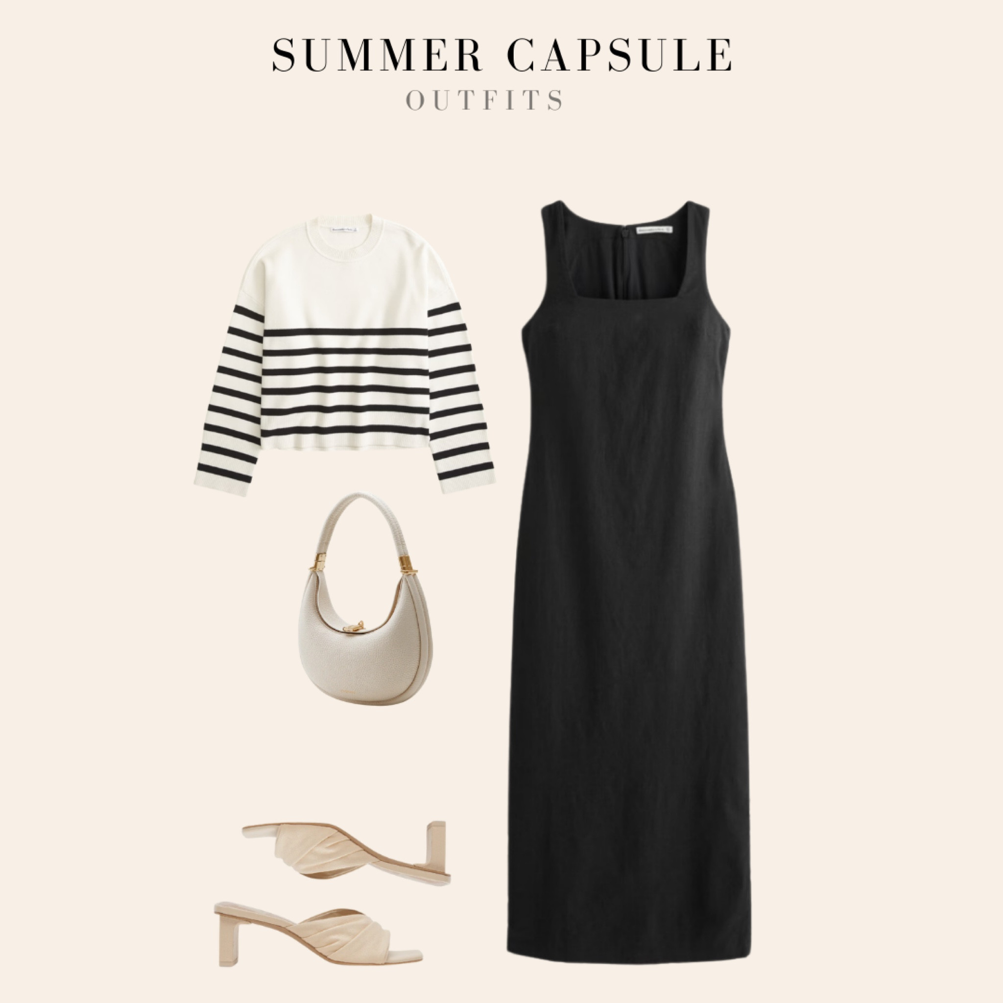 Summer capsule outfit with maxi dress and striped sweater with heels and a leather bag 

#LTKSeasonal #LTKSummerSales #LTKStyleTip