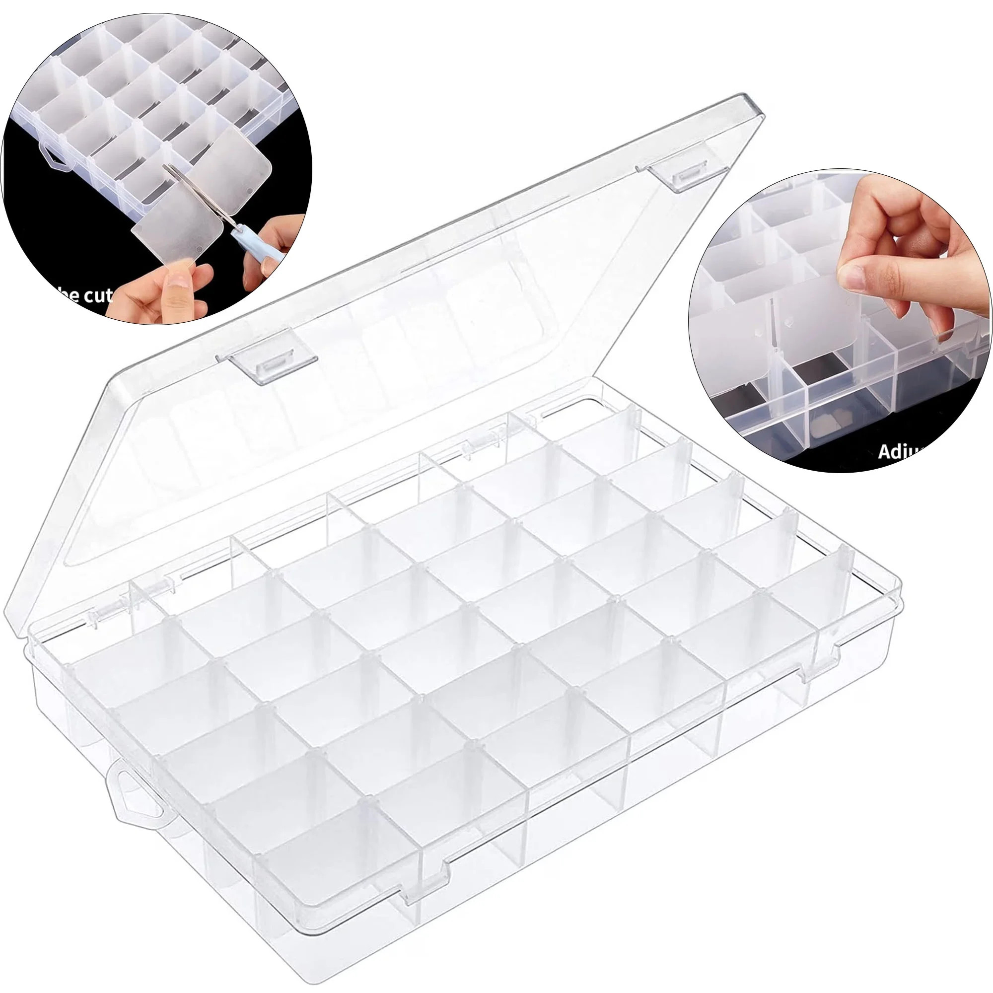 36 Grids Clear Plastic Organizer Box with Adjustable Compartment Dividers Rock Collection Box for... | Walmart (US)