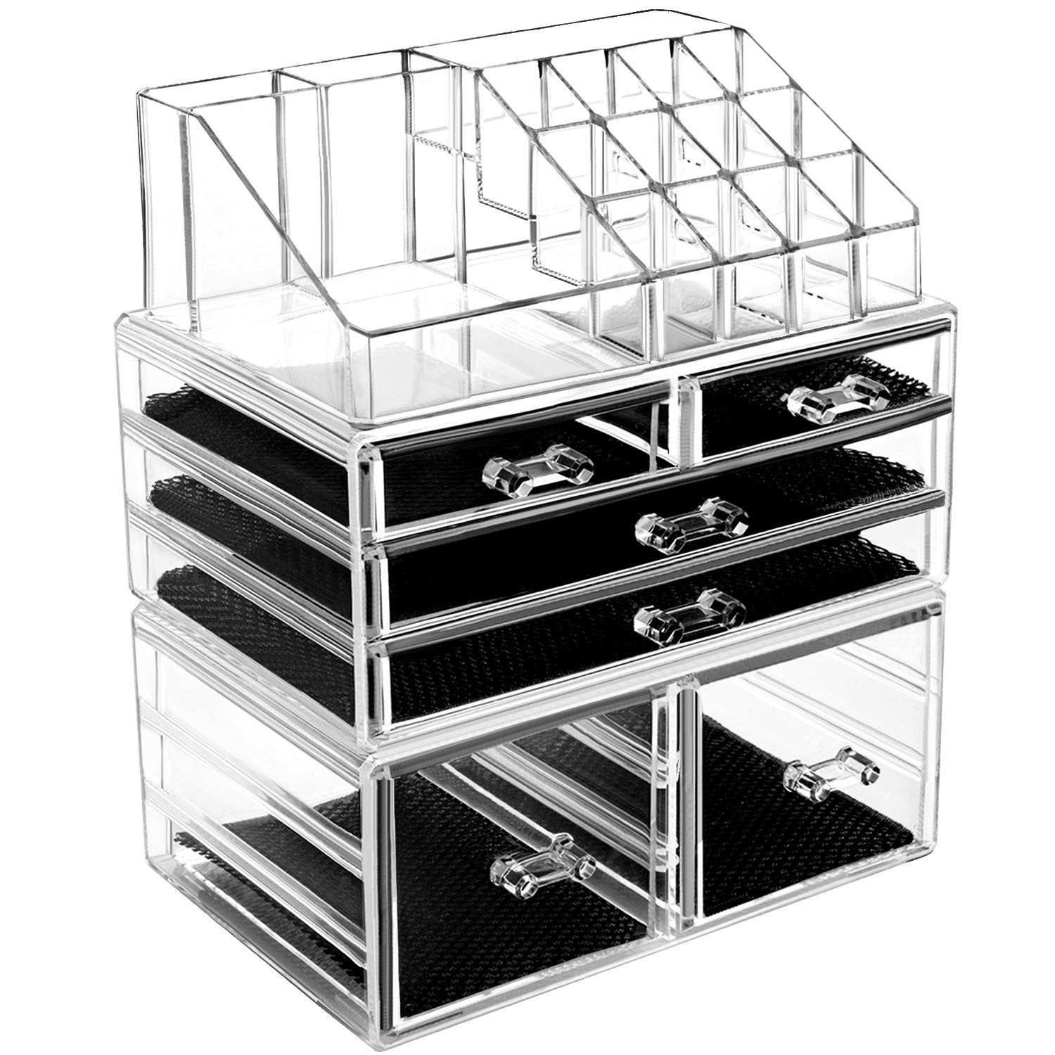 hblife Makeup Organizer 3 Pieces Acrylic Cosmetic Storage Drawers and Jewelry Display Box | Amazon (US)