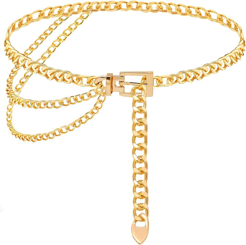 YeeHeen Chain Belt for Women Gold Multilayer Waist Chain Dress Body Chains for Girls | Amazon (US)