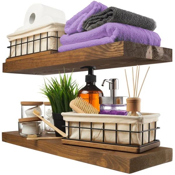 Solid Wood Floating Shelves, for Wall, Bathroom | Wayfair North America