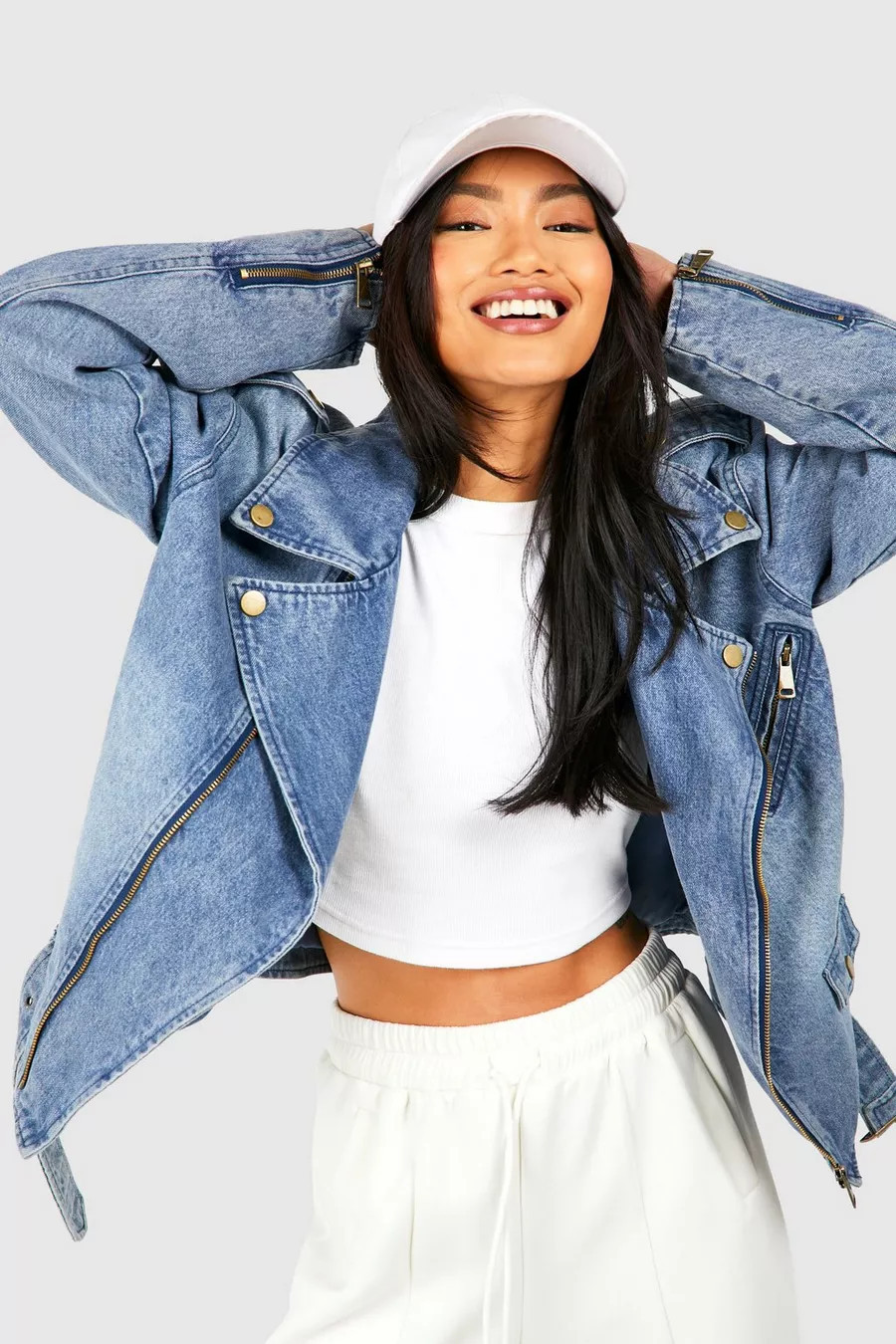 Denim Moto Jacket | boohoo (US & Canada)