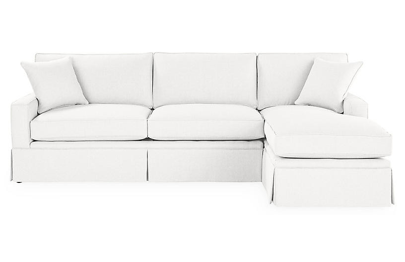 Liza RF Skirted Sectional - White Linen - Miles Talbott | One Kings Lane
