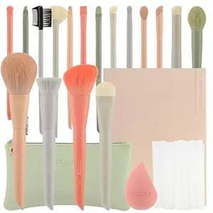 Docolor Makeup Brushes Set 17Pcs Morandi Makeup Brushes with Makeup Bag and Makeup Sponge and Bru... | Amazon (US)