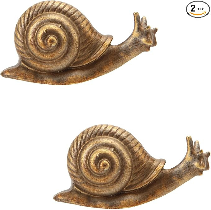 SOFFEE DESIGN 2pcs Vintage Metal Golden Cabinet Pull Dresser Drawer Knob with Snail Shape, Distre... | Amazon (US)