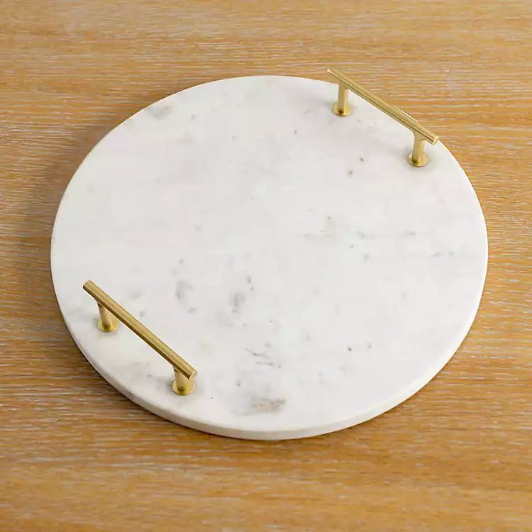 White Marble and Gold Serving Tray | Kirkland's Home