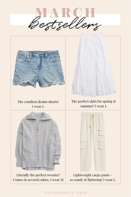 March bestsellers - comfy denim shorts with elastic waistband at the back, tiered white maxi, grey sweater, cargo pants

Spring fashion, spring outfits, affordable style


#LTKfindsunder100 #LTKSeasonal #LTKstyletip
