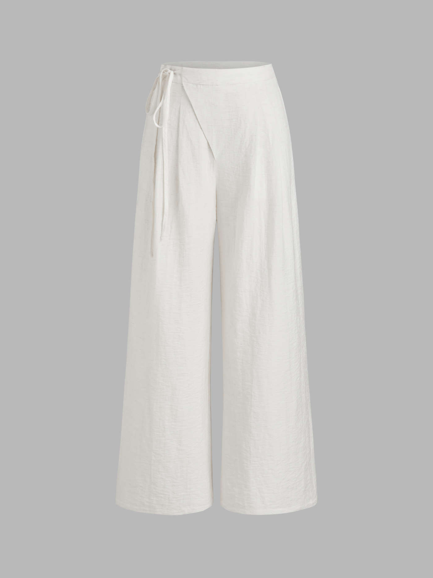 Linen-blend Mid Rise Solid Knotted Pocket Wide Leg Trousers ... | Cider