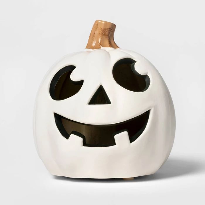 5" Lit Two Teeth Pumpkin Decorative Halloween Prop White - Hyde & EEK! Boutique™ | Target