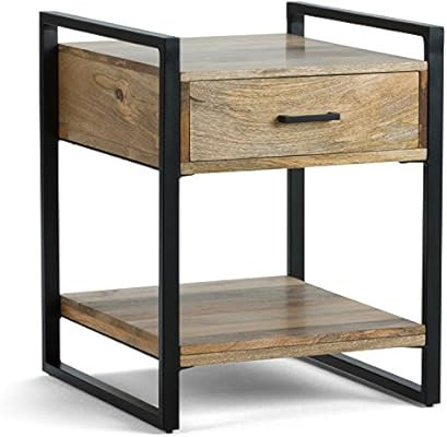 Simpli Home Riverside Solid Mango Wood and Metal 20 inch wide Rectangle Modern Industrial End Sid... | Amazon (US)