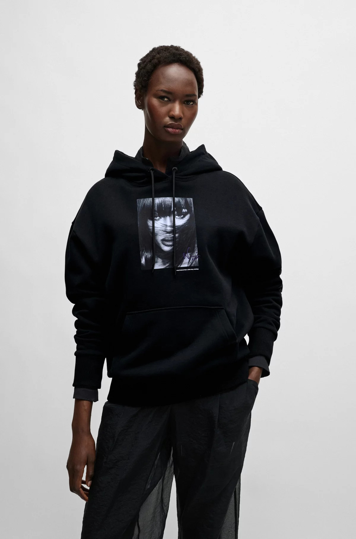 BOSS - NAOMI x BOSS cotton-terry sweatshirt with ribbed trims | Hugo Boss (US)