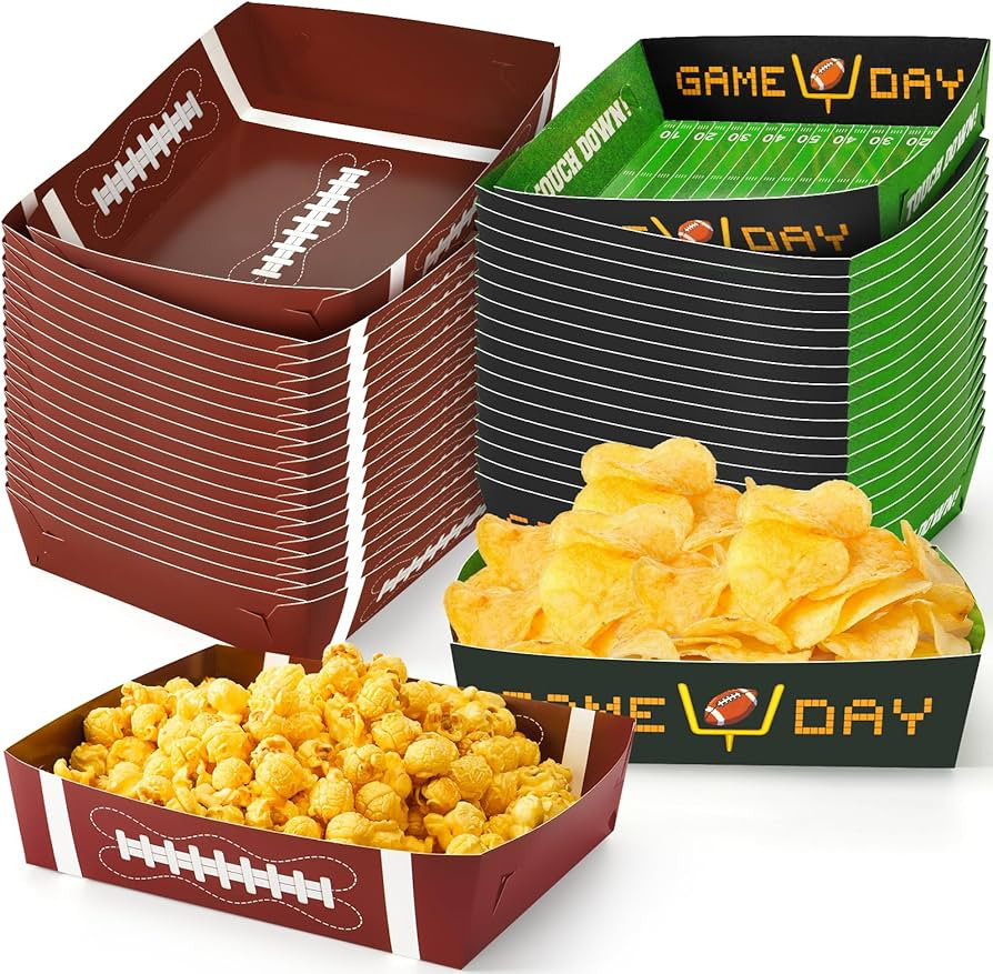 36Pack Football Party Decorations Large Football Food Plates Football Paper Snack Tray Disposable... | Amazon (US)