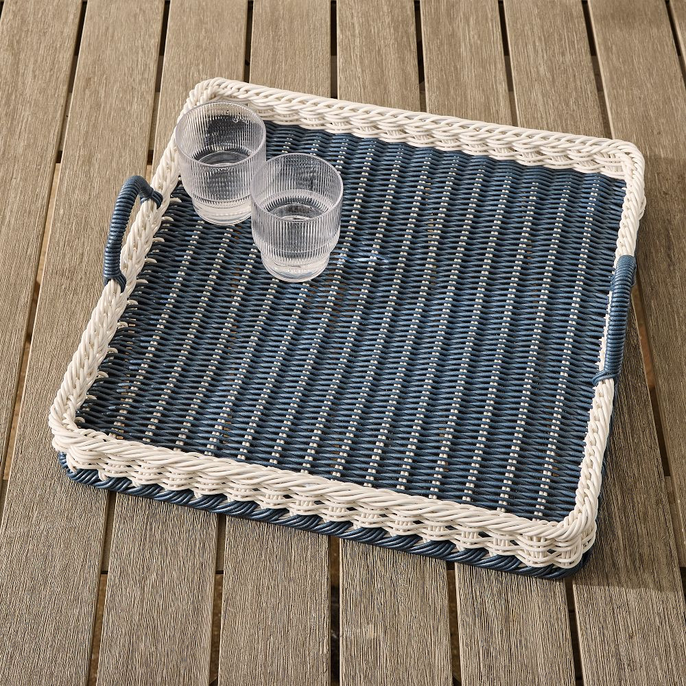 Ronny Outdoor Wicker Square Tray | West Elm (US)