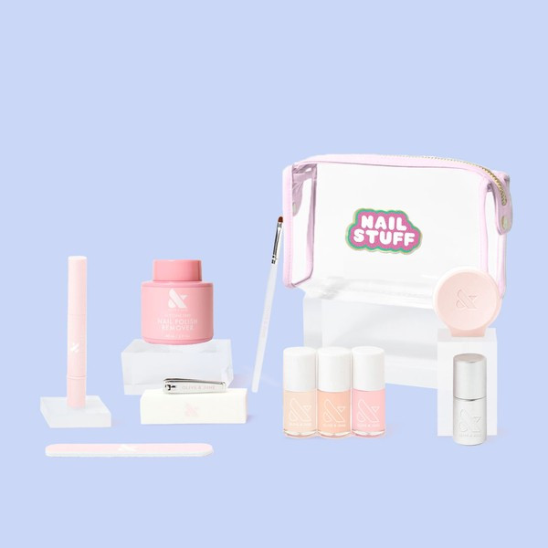 Flamingo Travel Pouch with Olive & June "Nail Stuff" Kit | Stoney Clover Lane