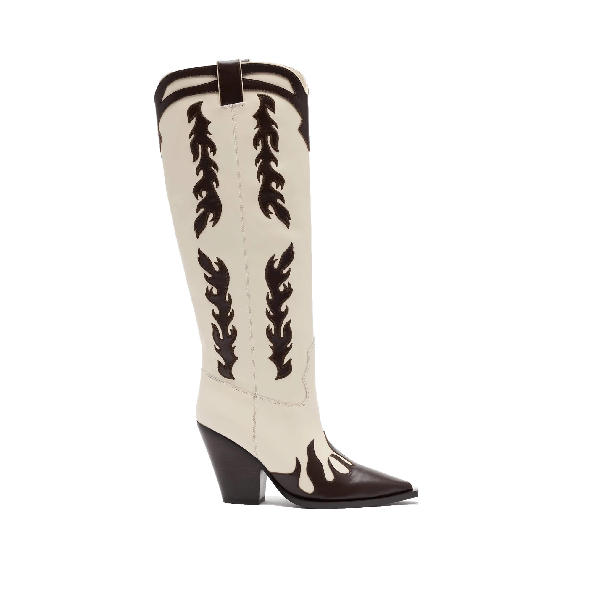 Belle Cream Flame Leather Knee High Boots | Marc Nolan