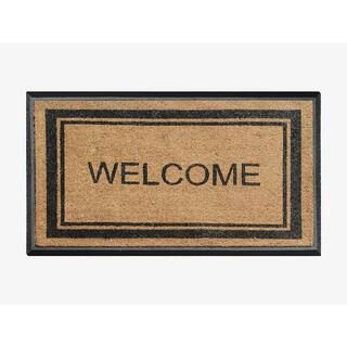 A1HC Welcome Markham Border Double Extra Large 30 in. x 48 in. Coir Door Mat | The Home Depot