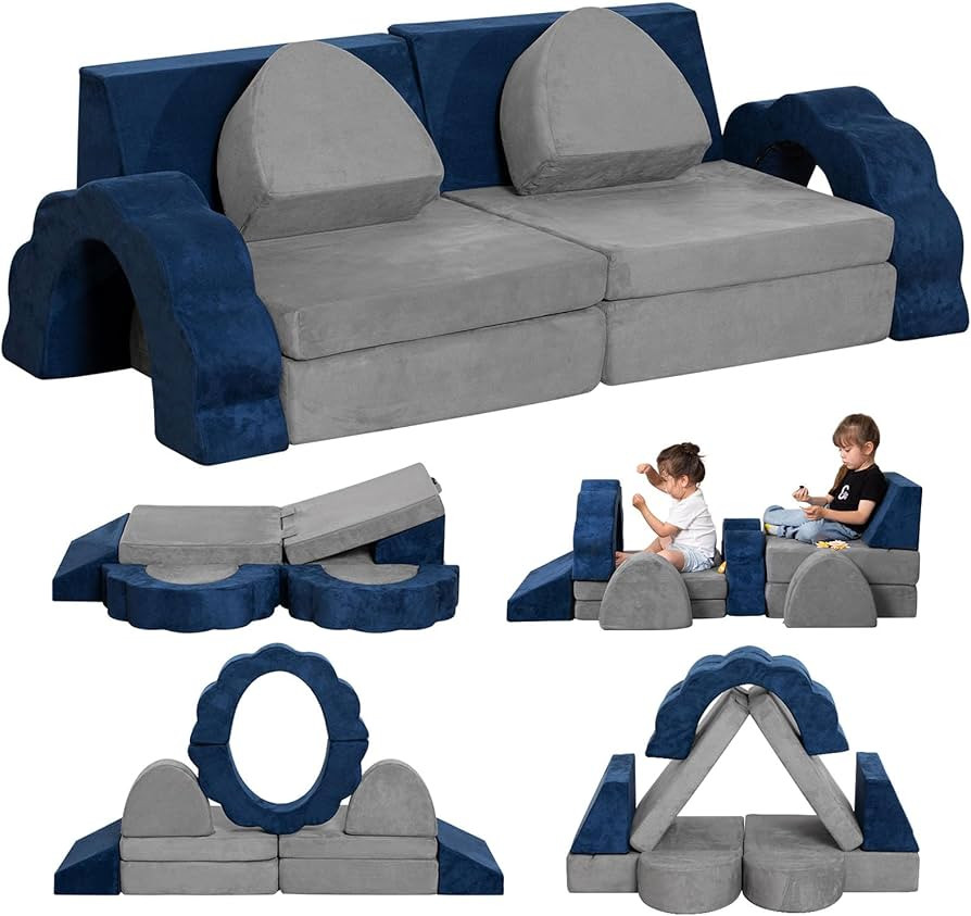 Kids Couch 10PCS, Toddler Couch Modular Kids Play Couch, Multifunctional Foam Play Couch for Play... | Amazon (US)