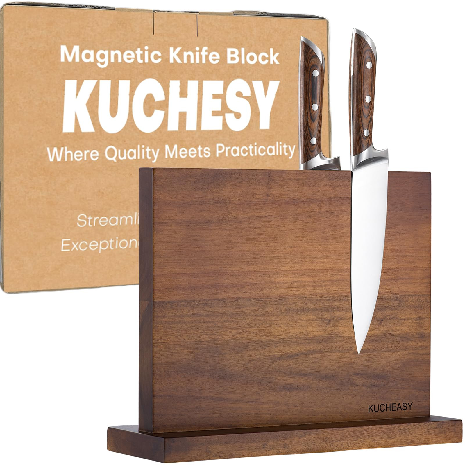 Magnetic Knife Holder - KUCHEASY Double Sided Magnetic Knife Block Without Knives - Wooden Univer... | Amazon (US)