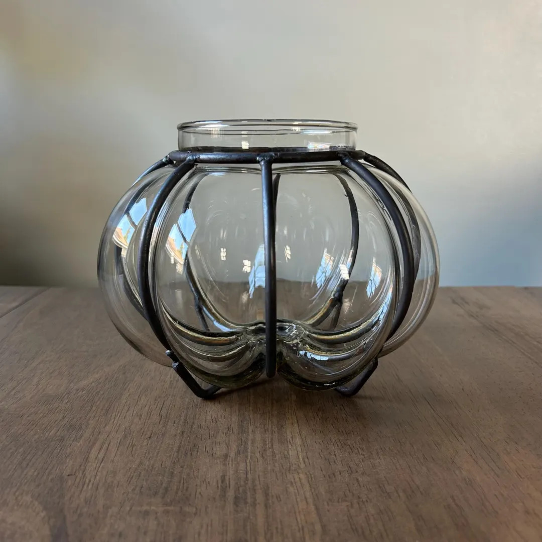 Brutalist Caged Wrought Iron Hand Blown Glass - Etsy | Etsy (US)