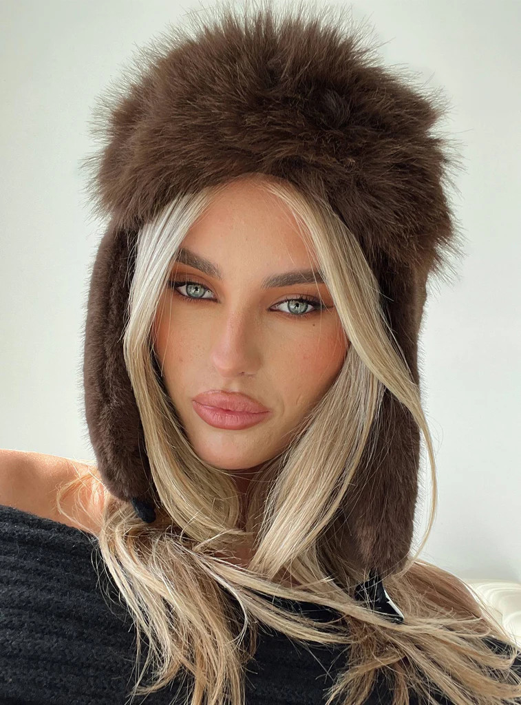 Woolfe Fluffy Hat Brown | Princess Polly US