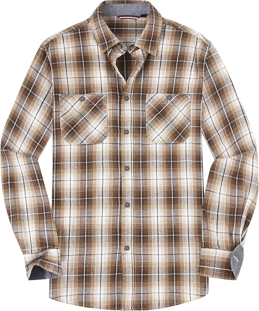 Alex Vando Mens Button Down Regular Fit Long Sleeve Casual Flannel Shirts | Amazon (US)