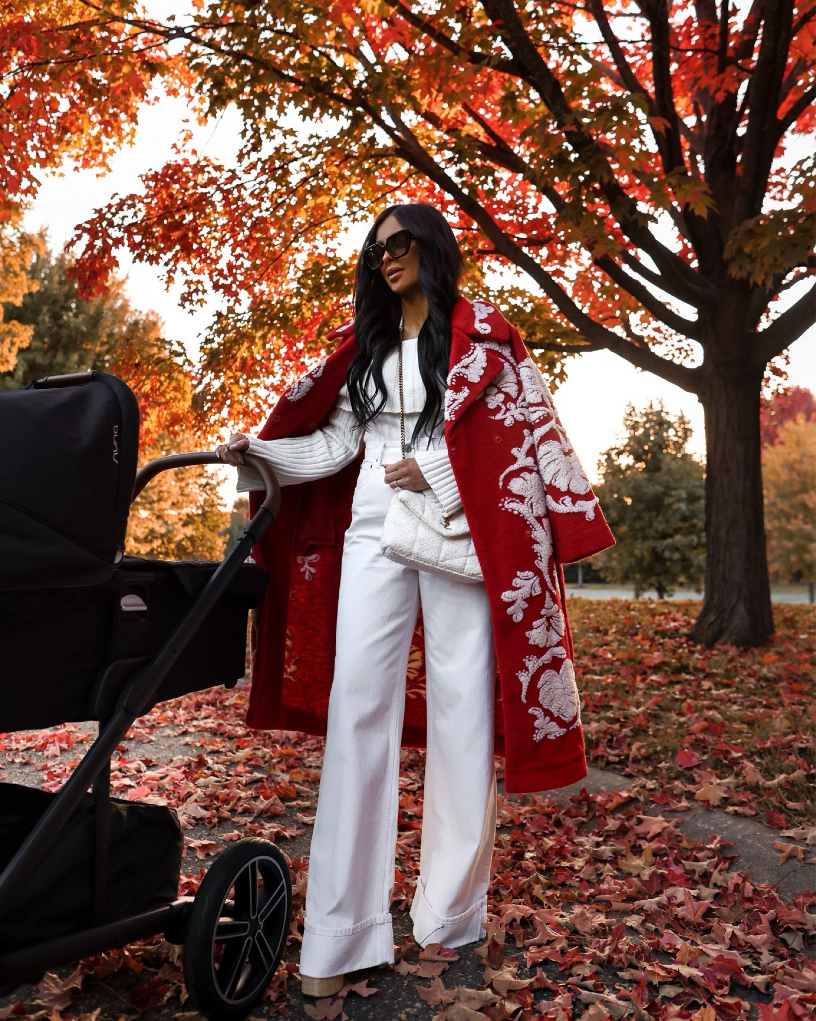 Fall outfit via Nordstrom
Farm Rio red coat wearing an XS 
Agolde white denim run TTS
Reformation white sweater wearing an XS
Celine sunglasses
Saint Laurent white bag
Nuna stroller 
@nordstrom #nordstrompartner 


#LTKStyleTip #LTKSeasonal #LTKBaby
