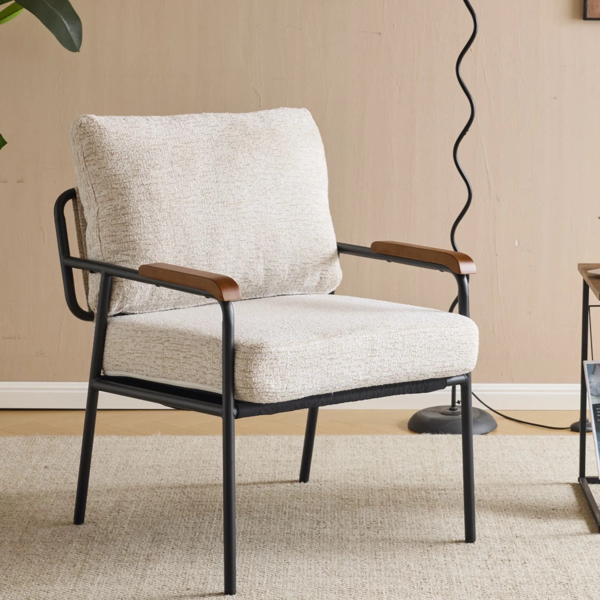 Ktaxon Modern Accent Chair, Linen Fabric Single Sofa, Rubberwood Armrests, Metal Frame Ideal for ... | Walmart (US)