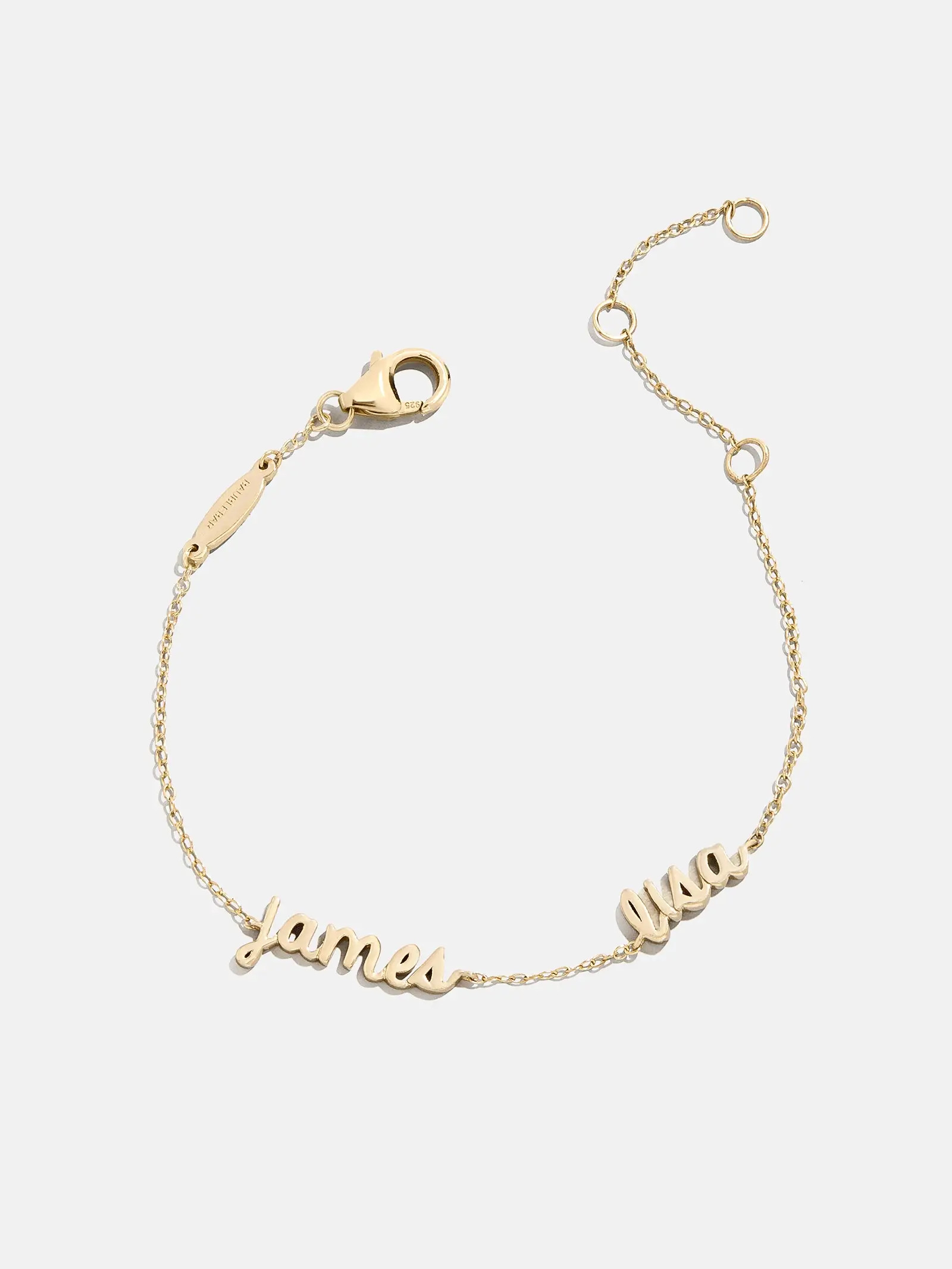 14K Gold Custom Script Multi Name Bracelet - 2 Names | BaubleBar