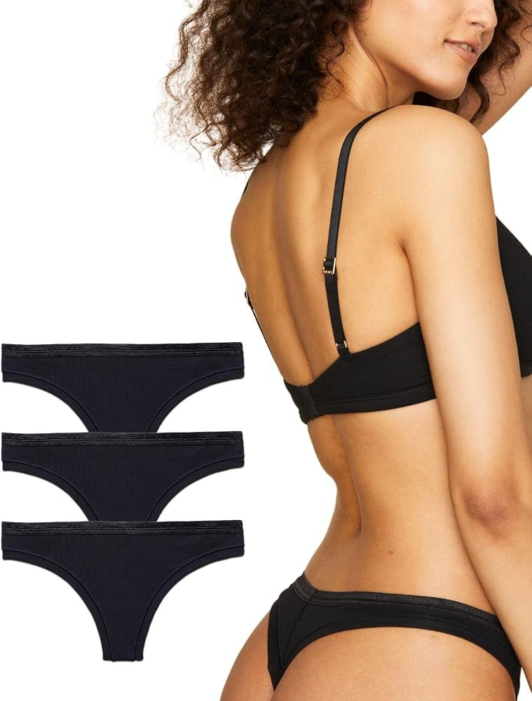 KNICKEY Subset Women's Organic Cotton Low-Rise Thong, Underwear, 3-Pack     GOTS Certified, XS-3X... | Amazon (US)