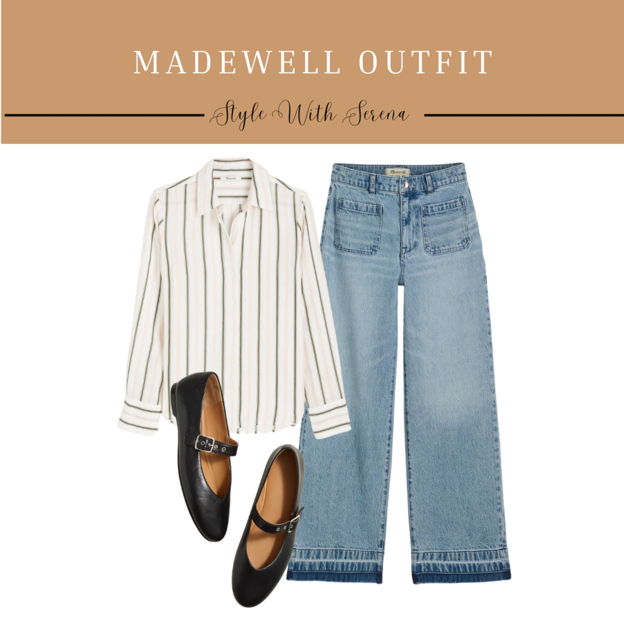 Madewell outfit, button up, button down, stripe blouse, jeans, denim, flats, spring outfit 

#LTKStyleTip #LTKFindsUnder100 #LTKSeasonal