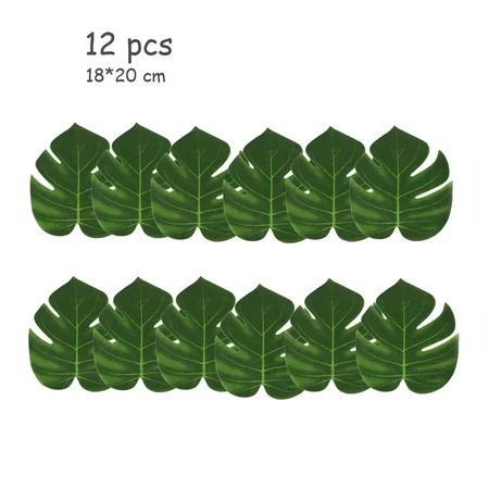 12pcs Artificial Turtle Leaf Table Mat Placemat Simulation Plant Leaves for Hawaiian Tropical Jungle | Walmart (US)