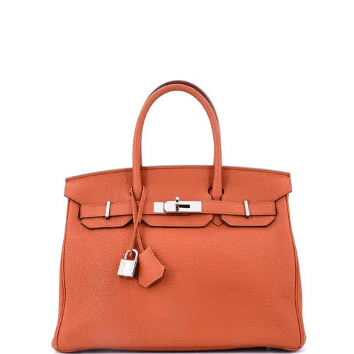 Pre-Owned Hermes Birkin Handbag Orange Togo with Palladium Hardware 30 in Terre Battue at Nordstrom, Size Small | Nordstrom