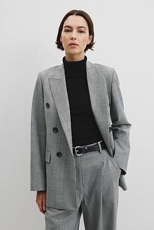 Glen Check Double Breasted Blazer | Country Road