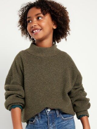 Cozy Thermal-Knit Mock-Neck Tunic Pullover Sweater for Girls | Old Navy (US)