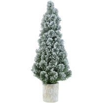 Holiday Time 4-Foot Snow Tree in Wood Base, Snow-Kissed Design with 87 Cashmere Tips | Walmart (US)